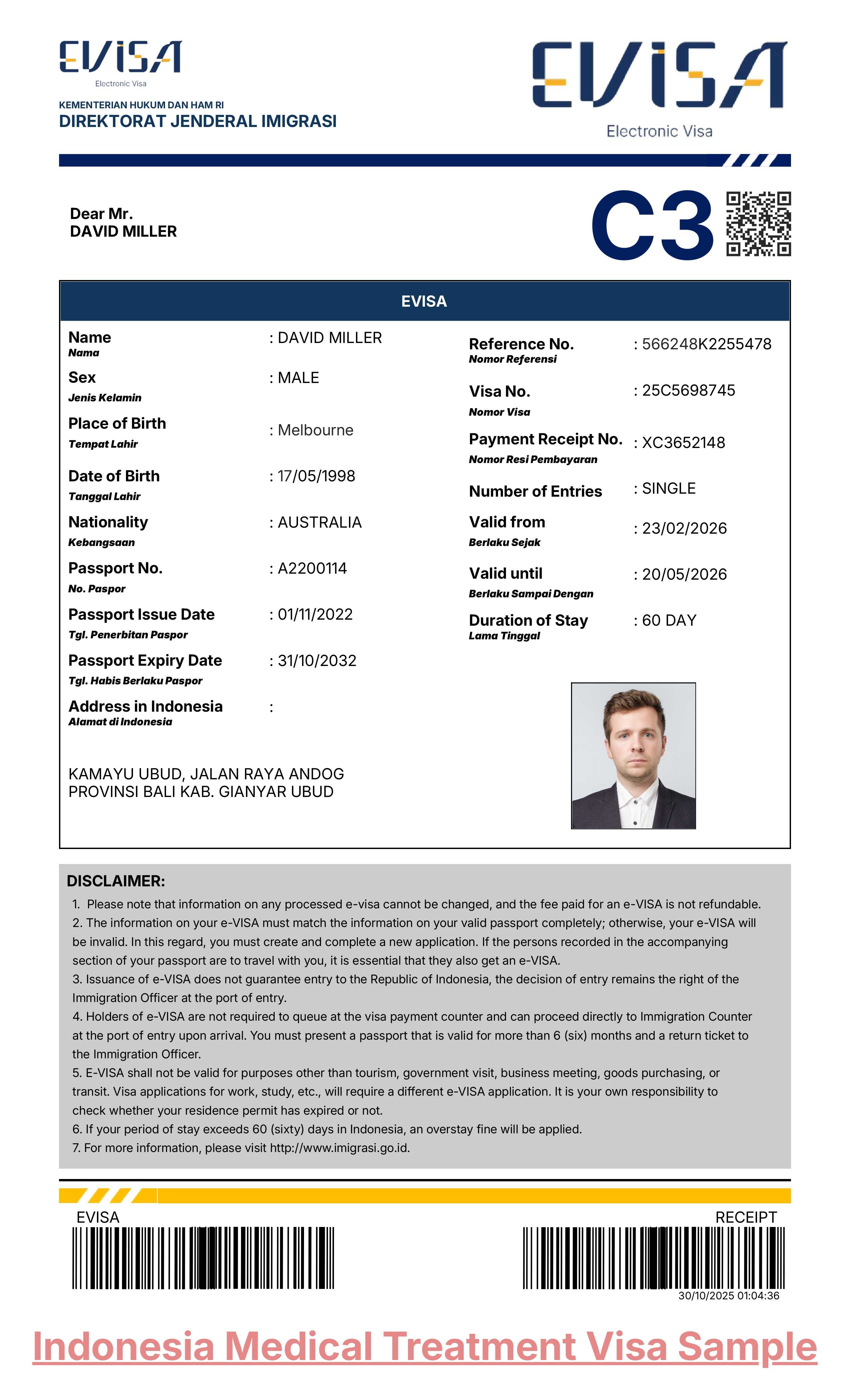 Indonesia Medical Treatment eVisa