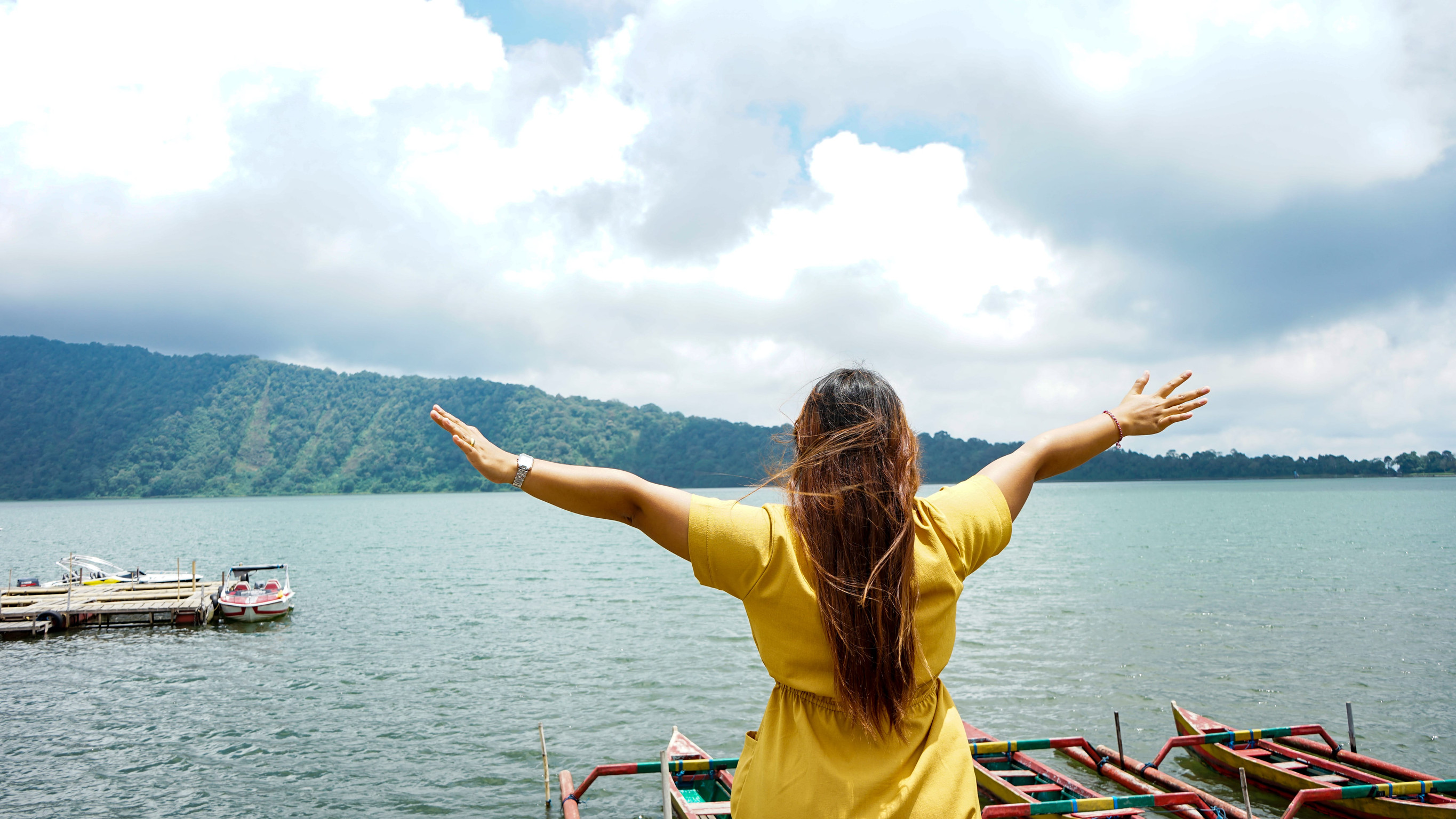 Mountain lake landscape in Bali