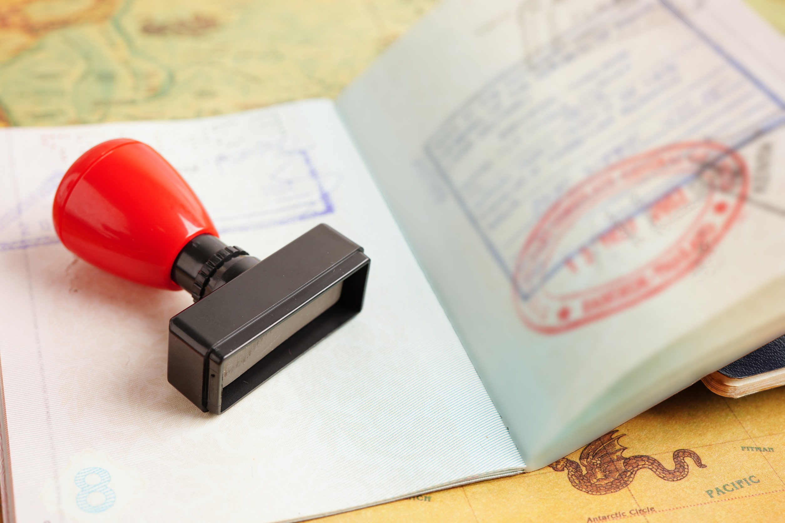 Visa And Passport Document To Immigration At Airport In Country